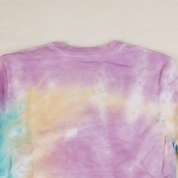 Revolve Samii Ryan Sweatshirt Sz M Cropped Pink Blue Tie Dye Don't Play‎ Me - Picture 10 of 13